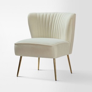 Quentin Velvet Accent Side Chair with Golden Metal Base | Karat Home - 1 of 4