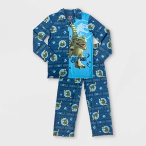 Boys' LEGO Jurassic World Coat Pajama Set - Blue - 1 of 4