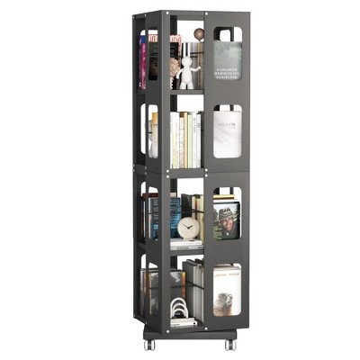 NicBex 4-Tier Rotating Bookshelf with Wheels,55" Tall Book Rack for Bedroom,Living Room,Office,Easy Assembly