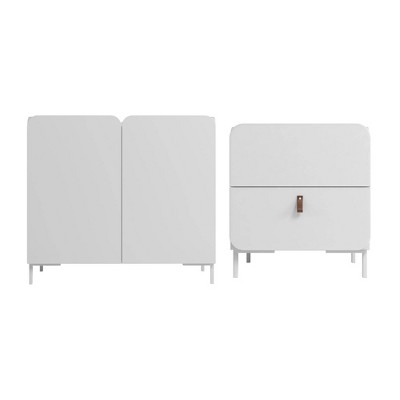Manhattan Comfort 2pc Bogardus Mid - Century Modern End Table and Accent Cabinet Set