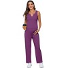 Women's Maternity 2 Piece Outfits Rib Knit V Neck Sleeveless Tank Top and Drawstring Waist Wide Leg Pants Lounge Set - 2 of 4