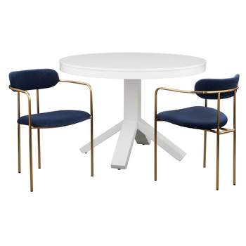 3Pc Canton Contemporary Dining Set White/Navy - Buylateral