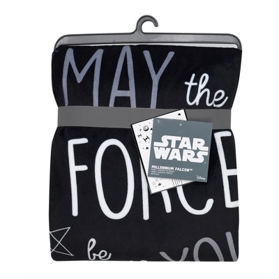 Star Wars Millennium Falcon Reversible Sherpa Baby Blanket - White and Black