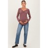 Pinkblush Mauve Sweetheart Ribbed Maternity Long Sleeve Top - 2 of 4
