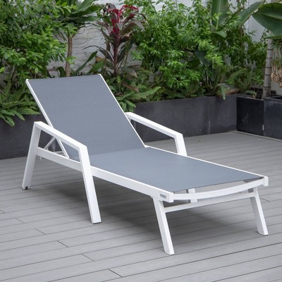 Gray Aluminum Patio Chaise Lounge Chair with Adjustable Backrest