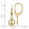 Black Bow Jewelry 8mm 3D Peace Sign Lever Back Earrings in 14k Yellow Gold - 4 of 4