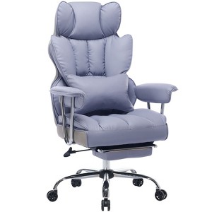 Efomao Desk Office Chair 400LBS, Big and Tall PU Leather Computer Chair, Executive Office Chair with Footrest and Lumbar Support (Light Purple) - 1 of 4