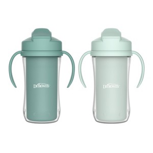 Dr. Brown's 10oz Insulated Straw Cups - Sage - 2pk - 1 of 4