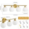 POWLIG 29.53-in 4-Light Gold Modern Dimmable Bathroom Transitional Vanity Light with Milky White Glass Shade - 3 of 4