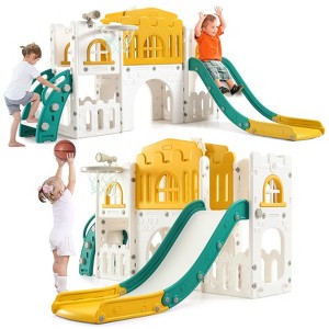 Whizmax 8 in 1 Toddler Slide Indoor Playground, Indoor Slide Toddler Playset for Toddlers 1-3, Kids Outdoor Playground - 1 of 4