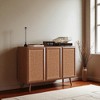 Farmhouse Walnut Sideboard Cabinet with Rattan Doors, Entryway Storage Buffet and Media Console with Adjustable Shelves - 2 of 4