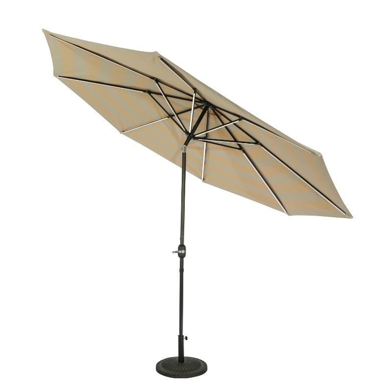 11&#39; x 11&#39; Calypso II Market Patio Umbrella with Solar LED Strip Lights Champagne/Taupe - Island Umbrella, 4 of 14