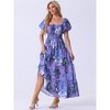 INSPIRE CHIC Women's Floral Square Neck Puff Short Sleeves Boho Maxi Dress - 2 of 4