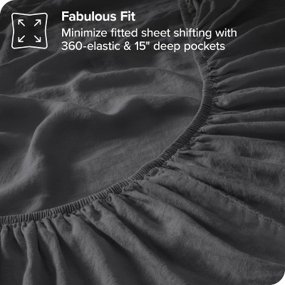 Full Dark Grey Organic Linen Sheet Set
