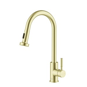 Elegant Lighting Sem Single Handle Pull Down Sprayer Kitchen Faucet in Brushed Gold - 1 of 4
