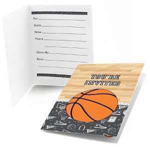 Big Dot of Happiness Nothin' but Net - Basketball - Fill-in Baby Shower or Birthday Party Invitations (8 Count) - 1 of 4