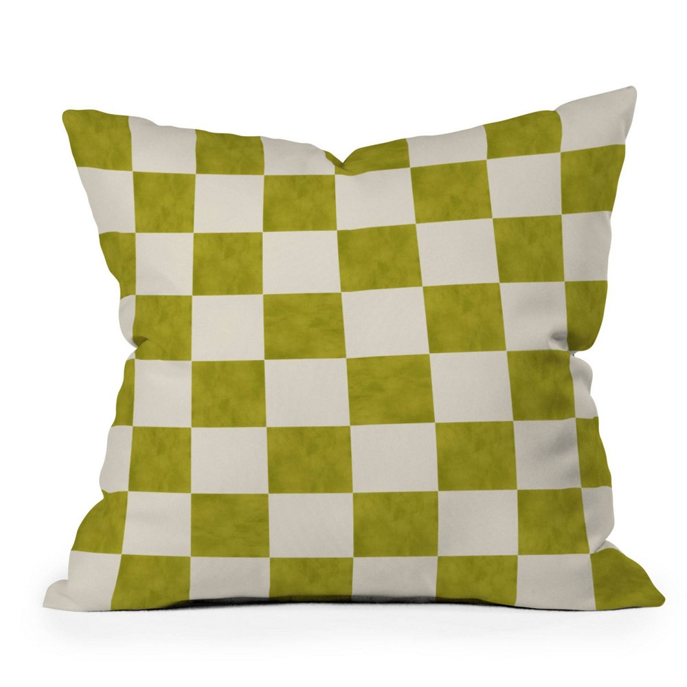 Photos - Pillow Deny Designs 18"x18" Avenie Modern Craft Chartreuse Checks Indoor Throw 