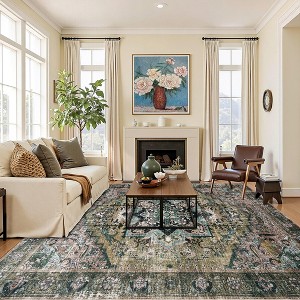 AMERLIFE Area Rug, Machine Washable Vintage Carpet with Non-Slip Backing, Soft Rug for Living Room, Bedroom, Hallway Use - 1 of 4