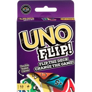Mattel Games UNO FLIP! Family Card Game, with 112 Cards in a Sturdy Storage Tin, Makes a Great Game for 7 Year Olds and Up - 1 of 4