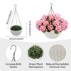 2 Set Artificial Outdoor Geraniums Flowers w/Hanging Basket, 2 Hanging Planters & 12 Pcs Red Geranium Flowers for Christmas Front Porch Garden Patio - 2 of 4