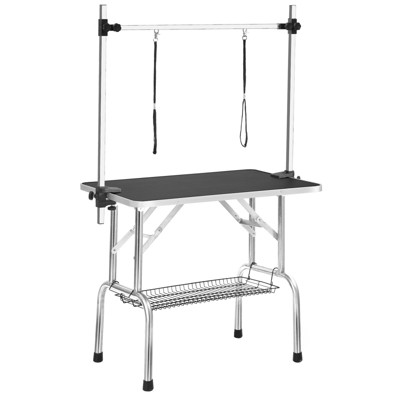VisioGear 46" Folding Dog Pet Grooming Table with Adjustable Arm and Clamps, Pet Dog Cat Grooming Table, Black, 46"*23.6"*65.5"