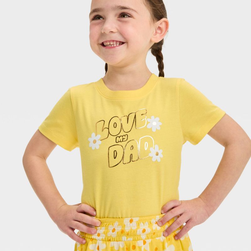 Toddler Girls' Love My Dad Short Sleeve T-Shirt - Cat & Jack™ Dark Yellow, 3 of 5