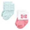 Hudson Baby Infant Girls Cotton Rich Newborn and Terry Socks, Pastel Butterfly - 3 of 4