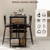 Dining Room Table with 2 Upholstered Chairs, Bistro Table and Chairs Set of 2 with Storage Shelves - 4 of 4