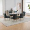 SEYNAR Modern Glam PU Leather Dining Chair or Vanity Chair Set of 6 with Rear Handle - 3 of 4