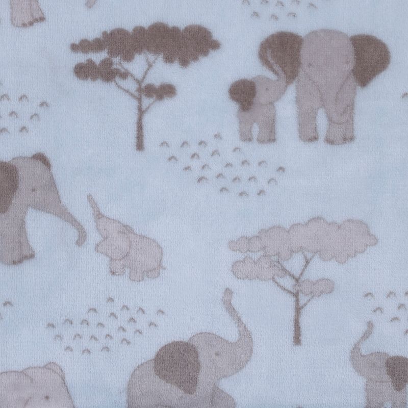 Little Love by NoJo Super Soft Blue and Grey Elephant Plush Baby Blanket, 3 of 4