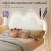 LED Bed Frame for Girl Floating Upholstered Bed with Cute Cloud Headboard - 4 of 4