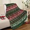 1pc Christmas Winter Flannel Blanket Simple Poinsettia Christmas Tree Pine Deer Red Green Soft Throw Blanket for Xmas Holiday. - 3 of 4