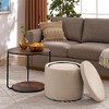 Set of 3 Upholstered Ottoman Multi-functional Storage Ottoman with Coffee Table, Beige/Dark Blue/Dark Yellow/Dark Green-ModernLuxe - 3 of 4