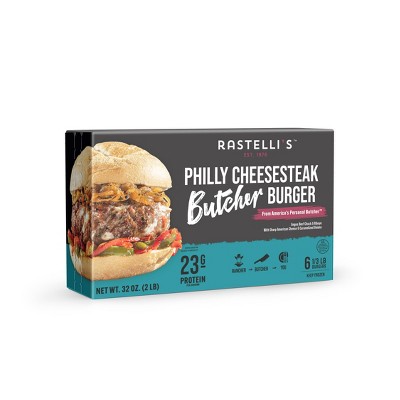 Rastelli's Angus Chuck & Ribeye Philly Cheesesteak Butcher Burger - 2lbs/6ct