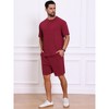 INSPIRE CHIC Men's Casual Texture Crew Neck Solid Shirt Top and Shorts 2 Piece Outfits - 4 of 4