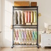 HDZNVF Heavy Duty Garment Racks 3 Tiers Portable Adjustable Wire Shelves with Wheels - 2 of 4
