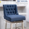 Blue 27" Swivel Bar Stools (Set of 2), Counter Height, Linen Upholstery and Button Tufted Design - 4 of 4