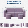 Kids Modular Play Couch, 13 Pcs Toddler Couch With Washable Velvet Covers, Building Fort Toddler Sofa Set, Convertible Foam Floor Chair for Playroom - 2 of 4