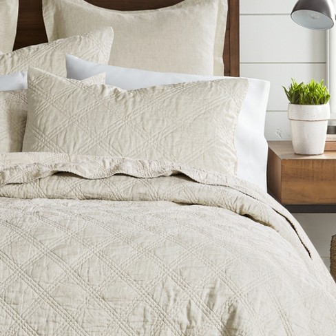 Linen Front/Cotton Back King Quilted Sham - Natural - Levtex Home