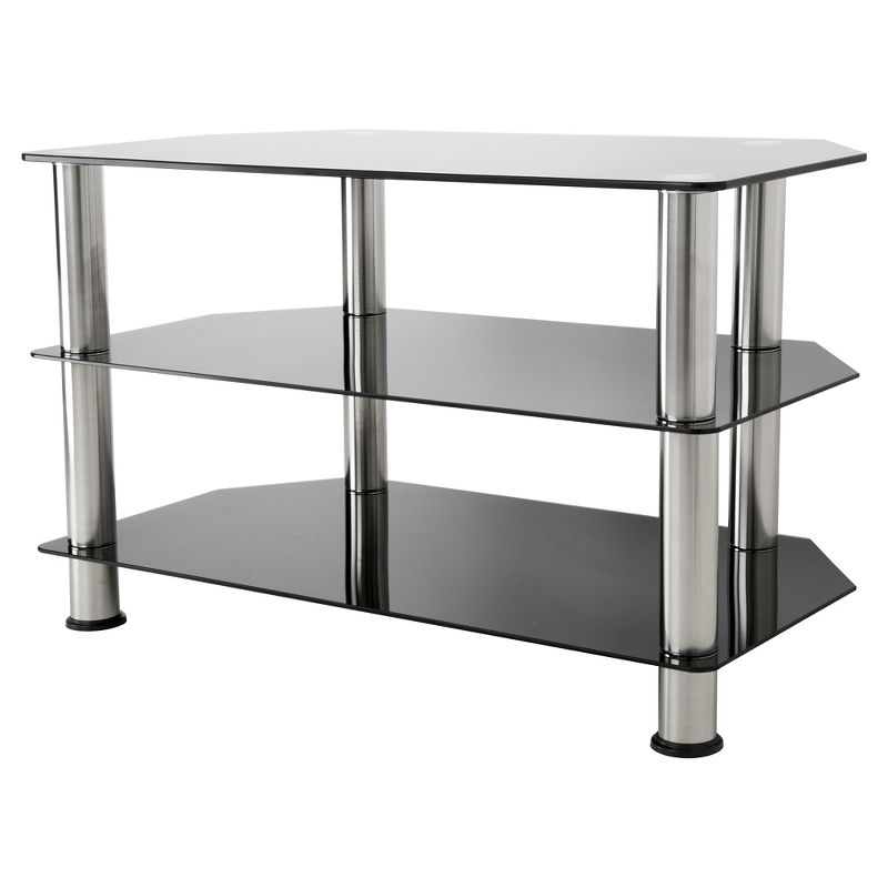 Glass Shelves TV Stand for TVs up to 37&#34; - Silver/Black, 4 of 5