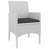 vidaXL Patio Dining Set Outdoor Table and Chair Set Poly Rattan and Glass - White 31.5" Table Length 4 Items - 3 of 4