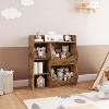 Kids Bookshelf, 36"H Toy Storage Organizer, 3-Tier Wooden Toddler Bookshelf, 5 Cube Double Side, Spacious Top Shelf, for Kids Room, Bedroom - 2 of 4
