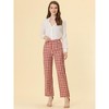 INSPIRE CHIC Women's Plaid Elastic Waist Casual Work Office Long Pants - 3 of 4
