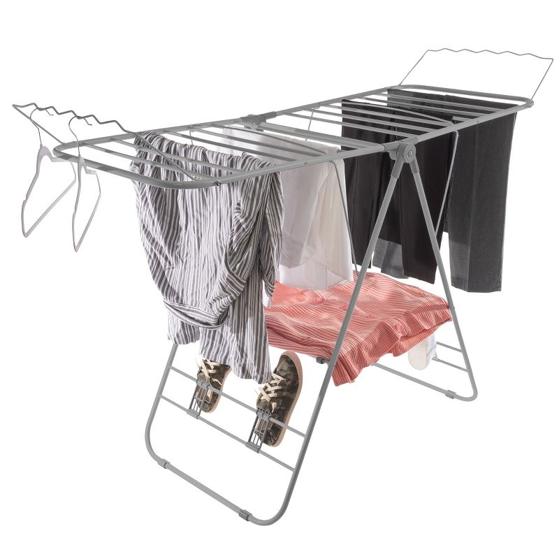 Clothes Drying Rack - Folding Indoor or Outdoor Portable Dryer for Clothing and Towels - Collapsible Laundry Clothes Stand by Everyday Home (Silver), 1 of 12