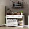 Sevobal Utility Storage Cabinets, Open lockers with Adjustable Shelves and Sliding Doors for Living Room Kitchen Hallway, White, 52.05"*15.75"*33.86" - 3 of 4