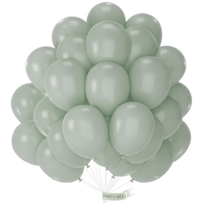 PartyWoo Balloons Dusty Green Matte Sage Eucalyptus 12 Inch 50 pcs