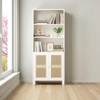 Mshliw 70.9" Tall Bookcase with Rattan Doors, 5-Tier Storage Wood Bookshelf for Living Room, Storage Cabinet for Bedroom, Library, or Home Office - 4 of 4