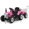 Costway 12V Kids Ride On Tractor with Trailer Ground Loader w/ RC & Lights Red\Pink\Green - image 4 of 4