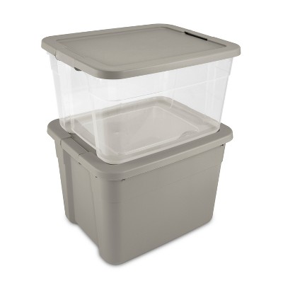 66qt Clear Latching Storage Box Gray - Brightroom&#8482;