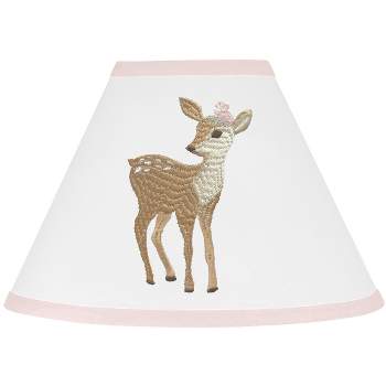 Sweet Jojo Designs Girl Empire Lamp Shade 4in.x7in.x10in. Deer Floral White Taupe and Pink